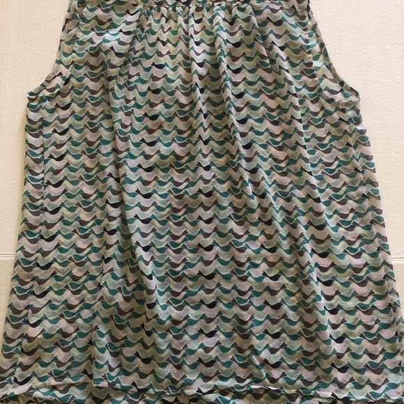 Cabi 342 Tweet Bird Teal & Navy Blue Sleeveless Wrap Blouse Medium - Picture 4 of 4